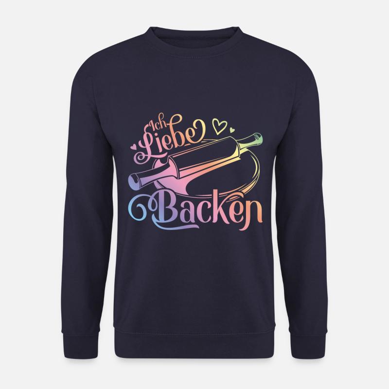 Ich liebe Backen Herz Nudelholz Bäcker - Unisex Pullover - Navy