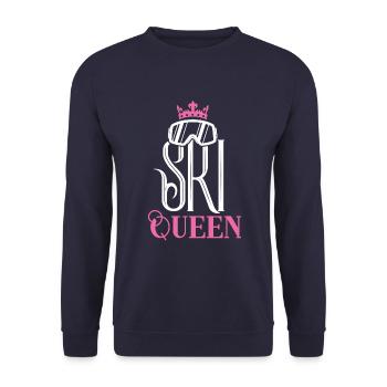 Ski Queen Skibrille Spruch - Unisex Pullover - Navy - Vorne - Alina (178cm) & Michal (187cm)