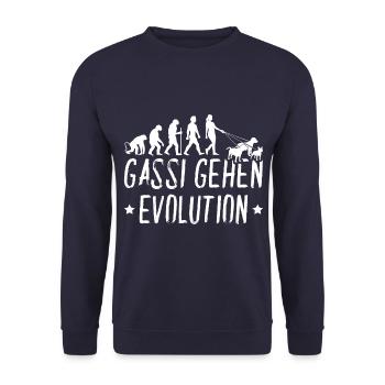 Gassi Gehen Evolution Hunde - Unisex Pullover - Navy - Vorne - Alina (178cm) & Michal (187cm)