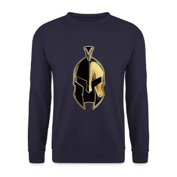 Casque or spartiate guerrier Sparta - Sweat-shirt Unisexe - marine - Devant - Alina (178cm) & Michal (187cm)