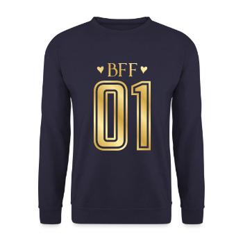 Bff 01 Beste Freunde Gold - Unisex Pullover - Navy - Vorne - Alina (178cm) & Michal (187cm)