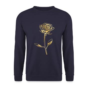Rose icon gold flower silhouette - Unisex Sweatshirt - navy - Front - Alina (178cm) & Michal (187cm)