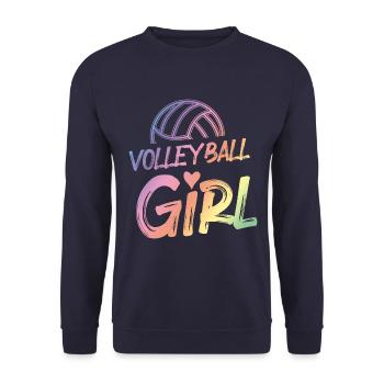 Volleyball Mädchen Herz Bunt - Unisex Pullover - Navy - Vorne - Alina (178cm) & Michal (187cm)