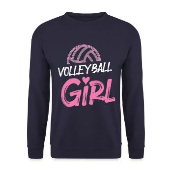 Volleyball Mädchen Herz Verein - Unisex Pullover - Navy - Vorne - Alina (178cm) & Michal (187cm)