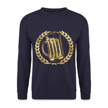 Bier Symbol Bierglas Kranz Gold - Unisex Pullover - Navy - Vorne - Alina (178cm) & Michal (187cm)
