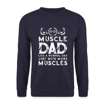 Muscle Dad Dad Fitness Gym - Unisex Sweatshirt - navy - Front - Alina (178cm) & Michal (187cm)