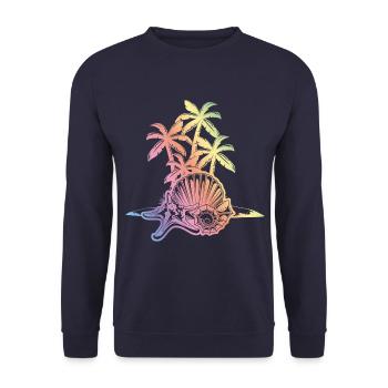 Beach Palm Symbol Island - Unisex Sweatshirt - navy - Front - Alina (178cm) & Michal (187cm)