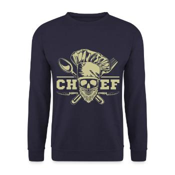 Tête de mort Chef Cuisinier - Sweat-shirt Unisexe - marine - Devant - Alina (178cm) & Michal (187cm)