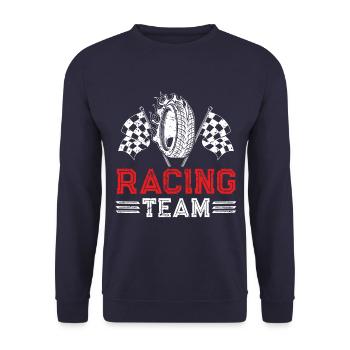 Racing Team Reifen - Unisex Pullover - Navy - Vorne - Alina (178cm) & Michal (187cm)