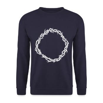 Dornenkrone Jesus Symbol - Unisex Pullover - Navy - Vorne - Alina (178cm) & Michal (187cm)