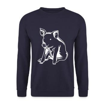 Pig Sow Boar Silhouette - Unisex Sweatshirt - navy - Front - Alina (178cm) & Michal (187cm)