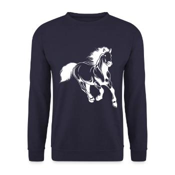 pferd reiten tier - Unisex Pullover - Navy - Vorne - Alina (178cm) & Michal (187cm)