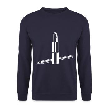 Lippenstift Symbol Make up - Unisex Pullover - Navy - Vorne - Alina (178cm) & Michal (187cm)