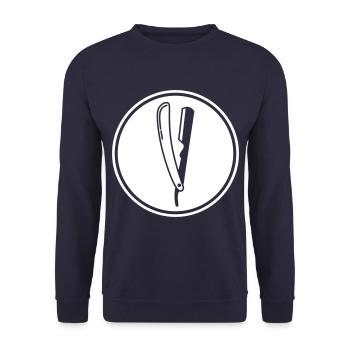 Shave Barber logo icon - Unisex Sweatshirt - navy - Front - Alina (178cm) & Michal (187cm)