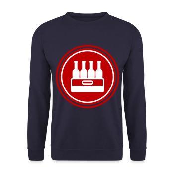 Bierflasche Kiste - Unisex Pullover - Navy - Vorne - Alina (178cm) & Michal (187cm)