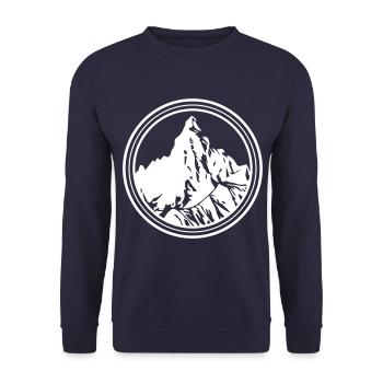 Berge Symbol Silhouette Kreis - Unisex Pullover - Navy - Vorne - Alina (178cm) & Michal (187cm)
