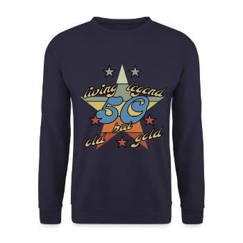 50 Jahre Geburtstag, lebende Legende vintage retro - Unisex Pullover - Navy - Vorne - Alina (178cm) & Michal (187cm)