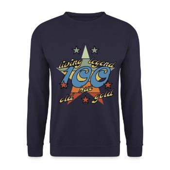 100 Jahre Geburtstag unglaublich vintage stern - Unisex Pullover - Navy - Vorne - Alina (178cm) & Michal (187cm)