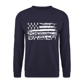 drapeau breton,cadeau pour breton,breizh vintage - Sweat-shirt Unisexe - marine - Devant - Alina (178cm) & Michal (187cm)