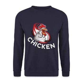 Poulet Poulet - Sweat-shirt Unisexe - marine - Devant - Alina (178cm) & Michal (187cm)