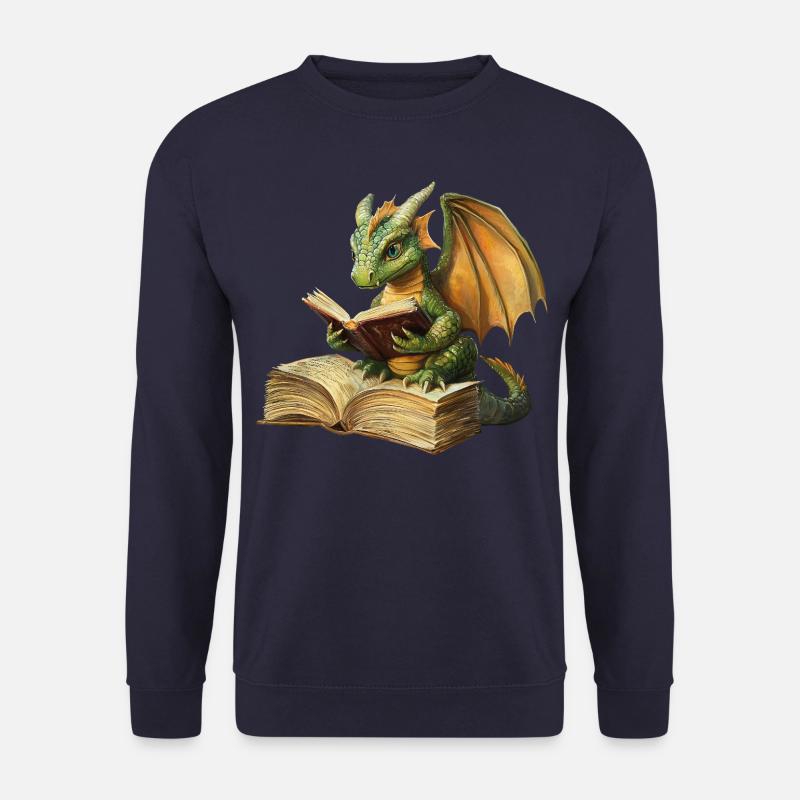 Drache liest Buch - Unisex Pullover - Navy