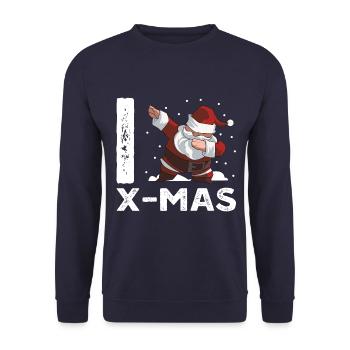 J'adore Noël tamponner le père Noël - Sweat-shirt Unisexe - marine - Devant - Alina (178cm) & Michal (187cm)