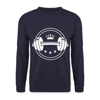 dumbbell icon weights symbol crown - Unisex Sweatshirt - navy - Front - Alina (178cm) & Michal (187cm)