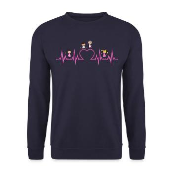 Heartbeat heart children love educator profession pink - Unisex Sweatshirt - navy - Front - Alina (178cm) & Michal (187cm)