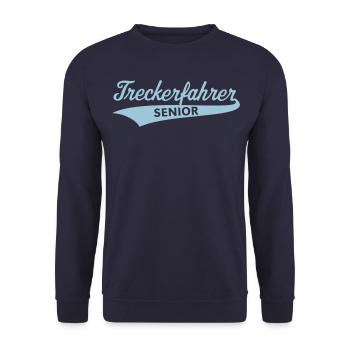 Treckerfahrer Senior (Trecker / Traktor / Papa) - Unisex Pullover - Navy - Vorne - Alina (178cm) & Michal (187cm)