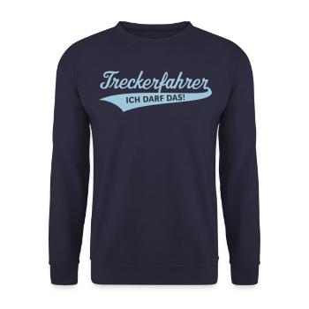Treckerfahrer – Ich Darf Das! (Trecker / Traktor) - Unisex Pullover - Navy - Vorne - Alina (178cm) & Michal (187cm)
