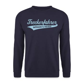 Treckerfahrer – Mögen’s Heiss! (Trecker / Traktor) - Unisex Pullover - Navy - Vorne - Alina (178cm) & Michal (187cm)