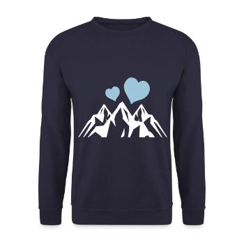 Berge herz symbol mountains - Unisex Pullover - Navy - Vorne - Alina (178cm) & Michal (187cm)
