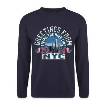Greetings from New york city - Sweat-shirt Unisexe - marine - Devant - Alina (178cm) & Michal (187cm)