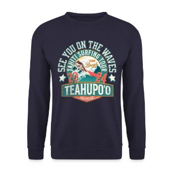 See you on the waves of Teahupoo - Sweat-shirt Unisexe - marine - Devant - Alina (178cm) & Michal (187cm)