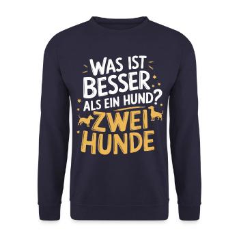 Hund Hunde Haustier Lustige Sprüche - Unisex Pullover - Navy - Vorne - Alina (178cm) & Michal (187cm)
