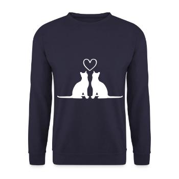katze herz liebe verliebt paare katzen - Unisex Pullover - Navy - Vorne - Alina (178cm) & Michal (187cm)