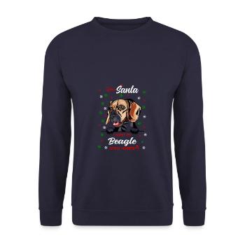 Beagle Hund Weihnachten Hunderasse - Unisex Pullover - Navy - Vorne - Alina (178cm) & Michal (187cm)
