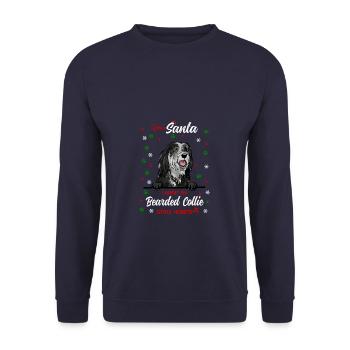 Bearded Collie Hund Weihnachten Hunderasse - Unisex Pullover - Navy - Vorne - Alina (178cm) & Michal (187cm)