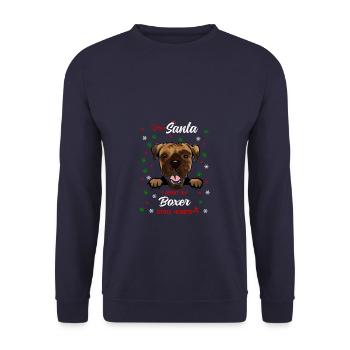 Boxer Hund Weihnachten Hunderasse - Unisex Pullover - Navy - Vorne - Alina (178cm) & Michal (187cm)