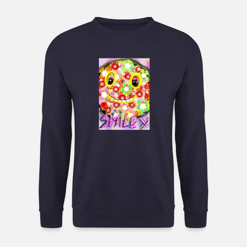 Bunte Pixel-Silhouette mit Smile - Unisex Pullover - Navy