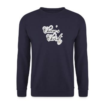Cheese ist Christ - Unisex Pullover - Navy - Vorne - Alina (178cm) & Michal (187cm)