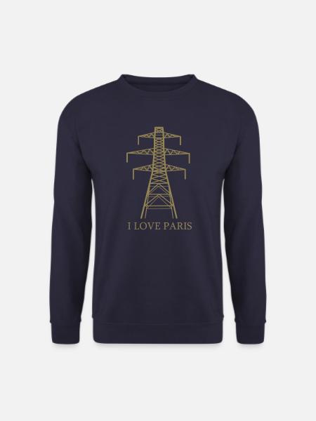 Power pylon as Eiffel Tower "I Love Paris" satire - Unisex Sweatshirt - navy