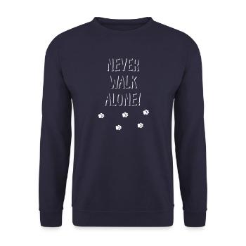 Never walk alone Hundepfoten 2 - Unisex Pullover - Navy - Vorne - Alina (178cm) & Michal (187cm)