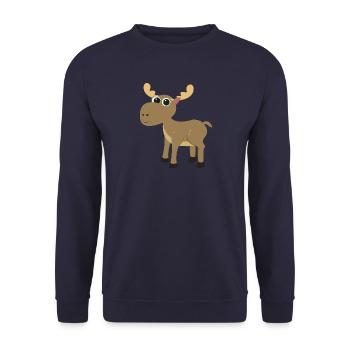 Elk Moose Baby Baby Moose Animal Motif Sweden Love - Unisex Sweatshirt - navy - Front - Alina (178cm) & Michal (187cm)