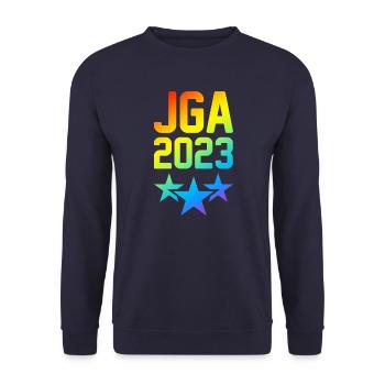 Jga 2023 Junggesellenabschied - Unisex Pullover - Navy - Vorne - Alina (178cm) & Michal (187cm)