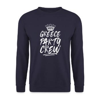 Greece Party Crew Spruch - Unisex Pullover - Navy - Vorne - Alina (178cm) & Michal (187cm)