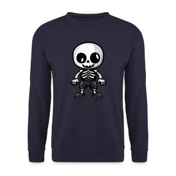 Skelett Halloween Comic - Unisex Pullover - Navy - Vorne - Alina (178cm) & Michal (187cm)
