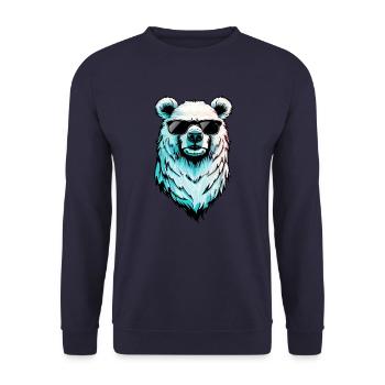 Cooler Eisbär - Polarbär mit Sonnenbrille - Unisex Pullover - Navy - Vorne - Alina (178cm) & Michal (187cm)