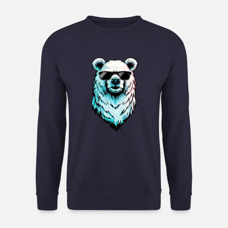 Cooler Eisbär - Polarbär mit Sonnenbrille - Unisex Pullover - Navy