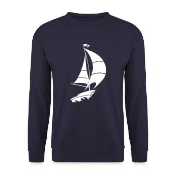 Segelboot Segelyacht Meer Silhouette - Unisex Pullover - Navy - Vorne - Alina (178cm) & Michal (187cm)